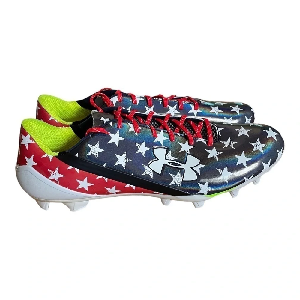 New Under Armour UA Spotlight LE USA Stars Football Cleat 1275481-412 Men Sz 16